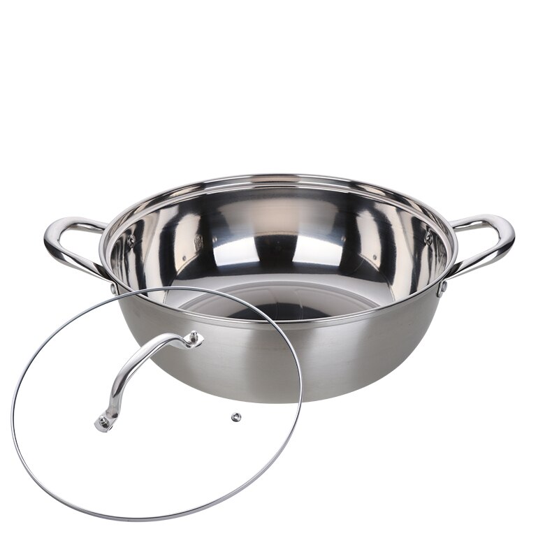 30Cm Elektrische Pot Soep Pot Grote Met Deksels 18/10 Rvs Matte Thuis Keuken Kookgerei Shabu Pot: silver