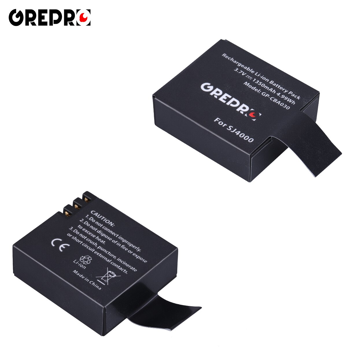 1350mAh SJ4000 Battery for SJCAM SJ4000WIFI SJ5000 SJ5000PLUS SJ6000WIFI sj7000 sj8000 sj9000 M10 Eken H9 GIT-LB101: 2x Battery