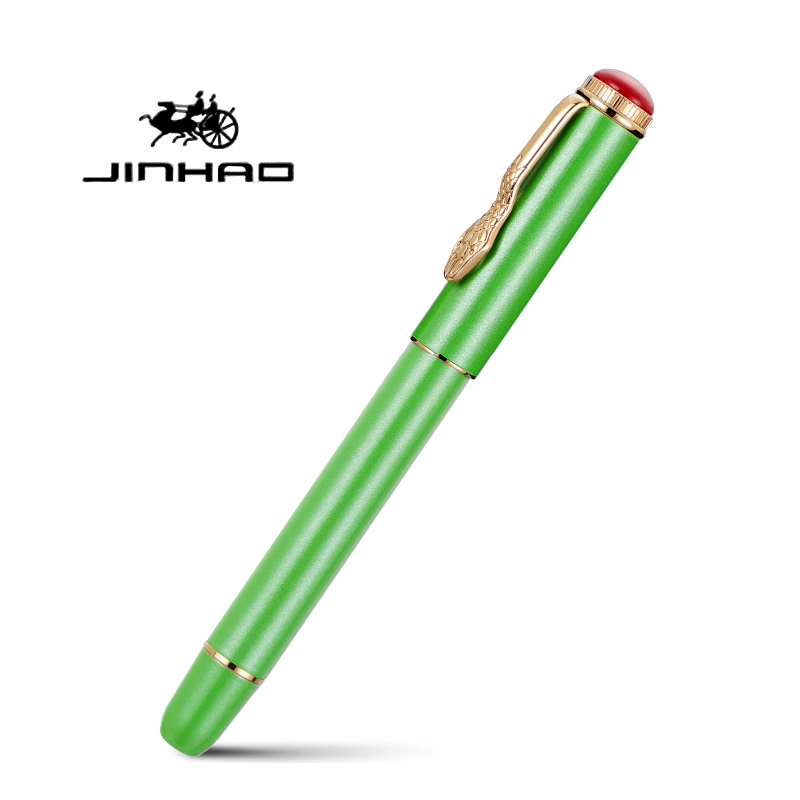 Jinhao 025 pluma estilográfica de lujo punta fina y punta EF Clip de serpiente negro verde rojo blanco bolígrafo de oficina para estudiantes el mejor: green / f