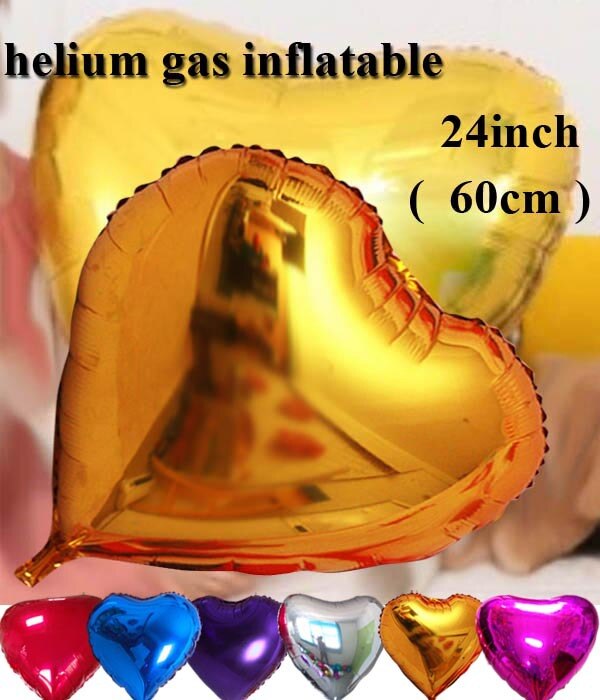 Event feestartikelen Hart folie ballonnen Helium opblaasbare gouden kleur 24inch Bruiloft gunsten 20 stuks/partij