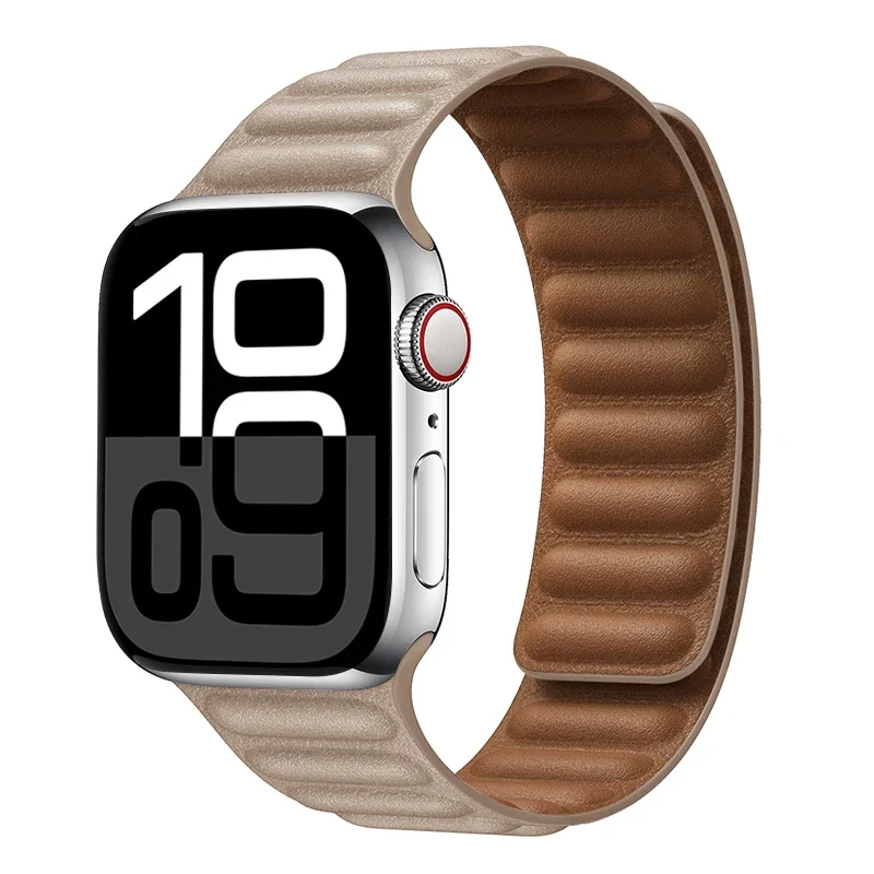 officiële website lederen band voor Apple Watch Band 45 mm 46 mm 42 mm 44 mm 40 mm magnetische lus link armband iWatch 49 mm 10 9 8 7 6: BLACK WHITE / 14mm