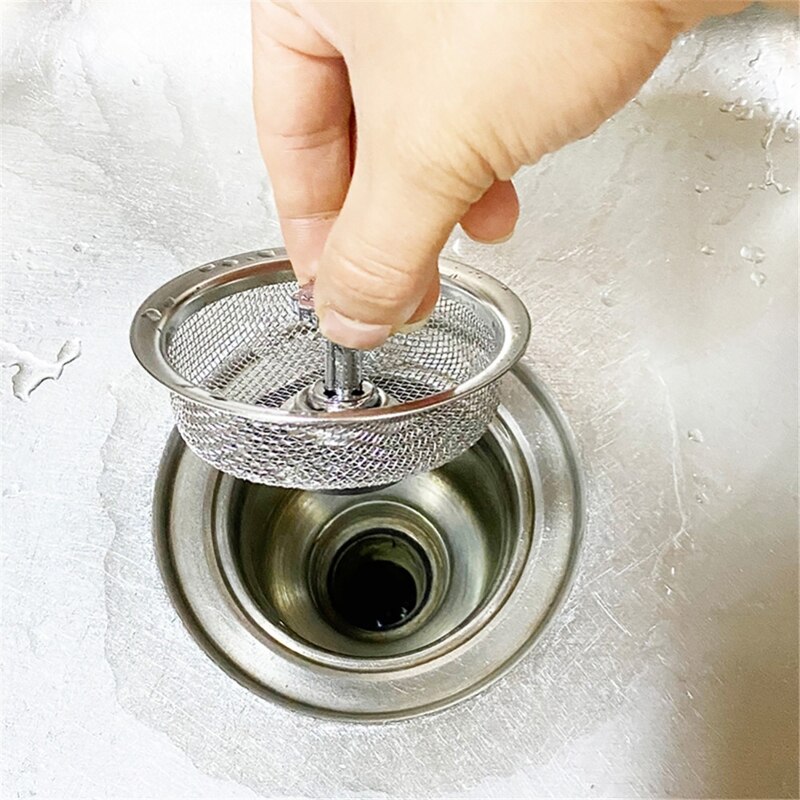 Stainless Steel Sink Strainer Waste Disposer Outfall Filter Hair Basket Sewer Outfall Stopper Plug Bathroom Kitchen B03E