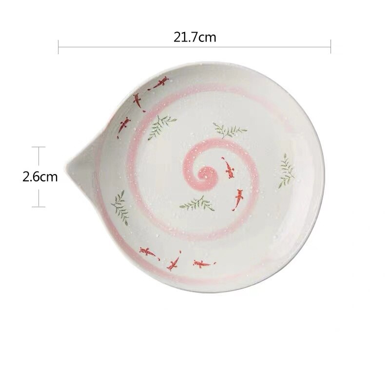 Japanese Style Ceramic Dessert Sauce Dish Tableware Cute Cartoon Lucky Cat Pattern Water Shape Fruit Sushi Plates: I- 21.7cm