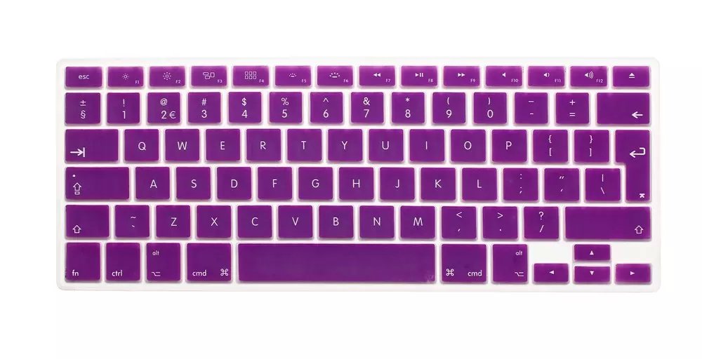 Eu/dk engelsk tastatur farve engelsk bogstavtastatur cover hudbeskytter til apple macbook air pro retina 13 15 17 til mac air: Lilla