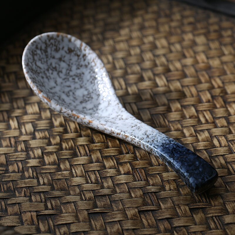 Soup spoon Japanese retro ceramic spoon spoon spoon rice spoon soup eating spoon soup spoon household