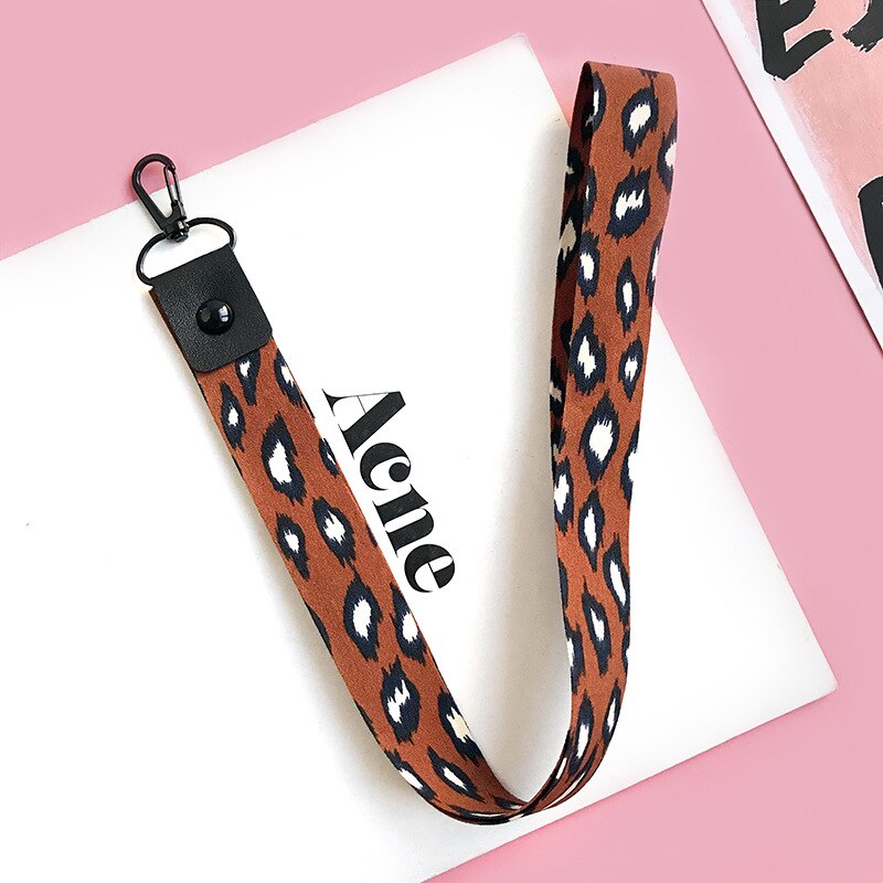 1 Pcs Leopard Print Phone Holder Key Lanyard Hanging Neck Rope ID Badge Holders Phone Neck Straps with Key Clip 2 Sizes: H11