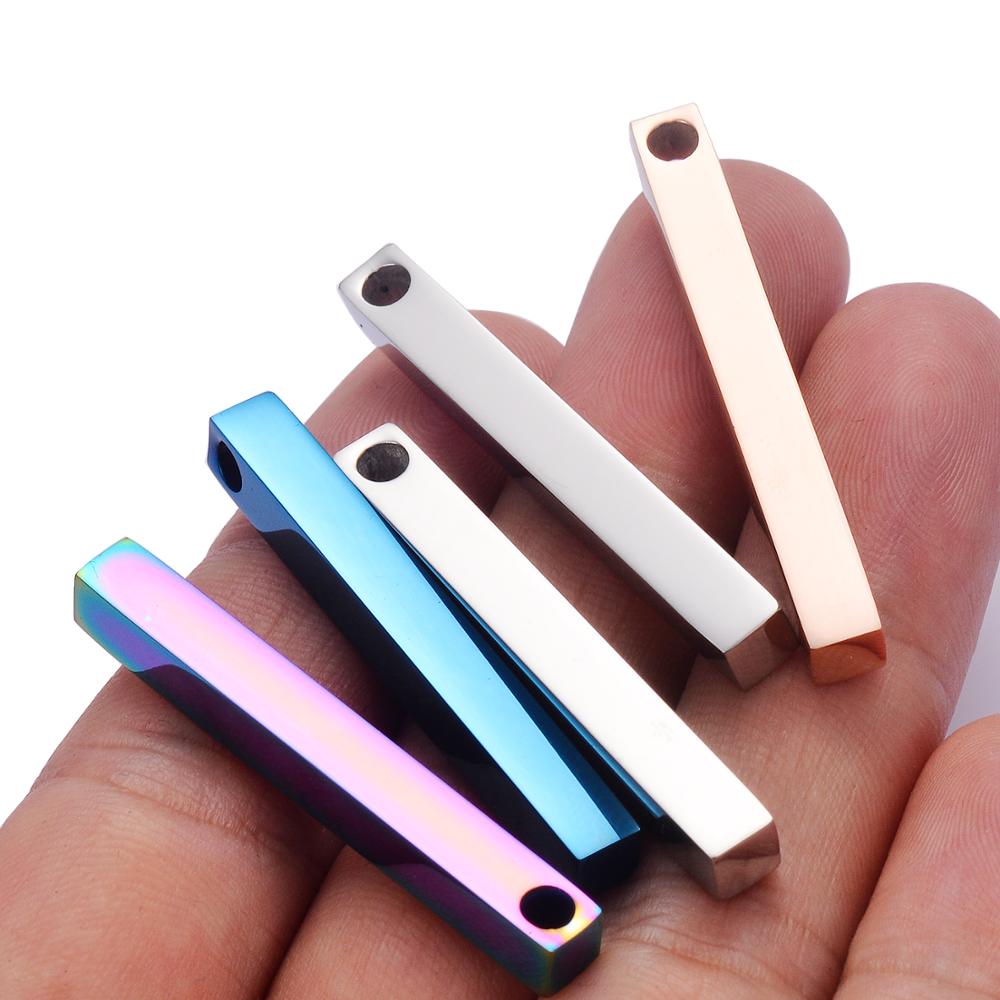 5 pcs Unisex Stainless Steel Rectangle Bar Pendant for Name Making Necklace Jewelry