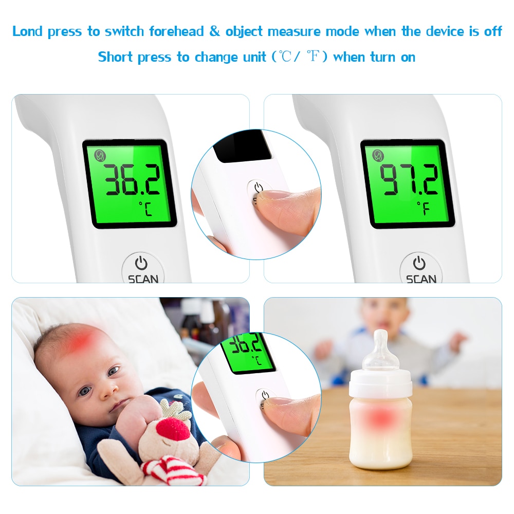 Infrarood Thermometer Voorhoofd Thermometer Non Contact Thermometers Lcd Display Hoge Precisie Handheld Temperatuur Meter