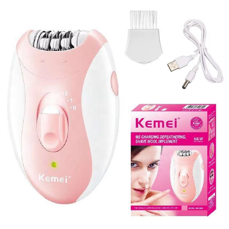 Kemei-depiladora eléctrica 4 en 1 para mujer, afeitadora Facial, depilación corporal, recortador de Bikini para piernas, removedor de vello, axilas, recargable: Negro