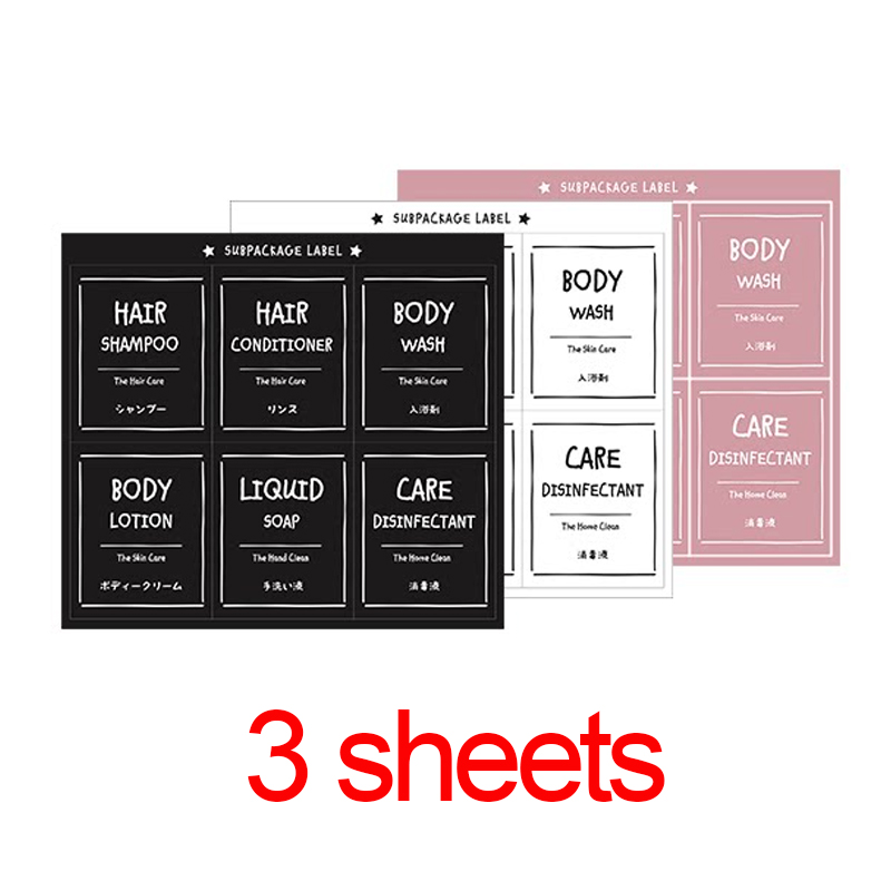 Nordic Zeep Fles Label Sticker Set Badkamer Shampoo Lotion Dispenser Labels Waterdichte Zelfklevende Identificatie Sticker: A