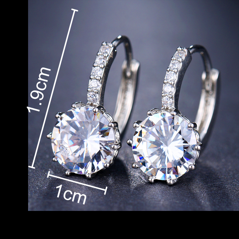 Vrouwen Oorbellen Zirkoon Shiny Stud Oorbellen 10 Kleur Aaa Elements Clip Oorbellen Vrouwen Banket Bruiloft Sieraden Vrouwen