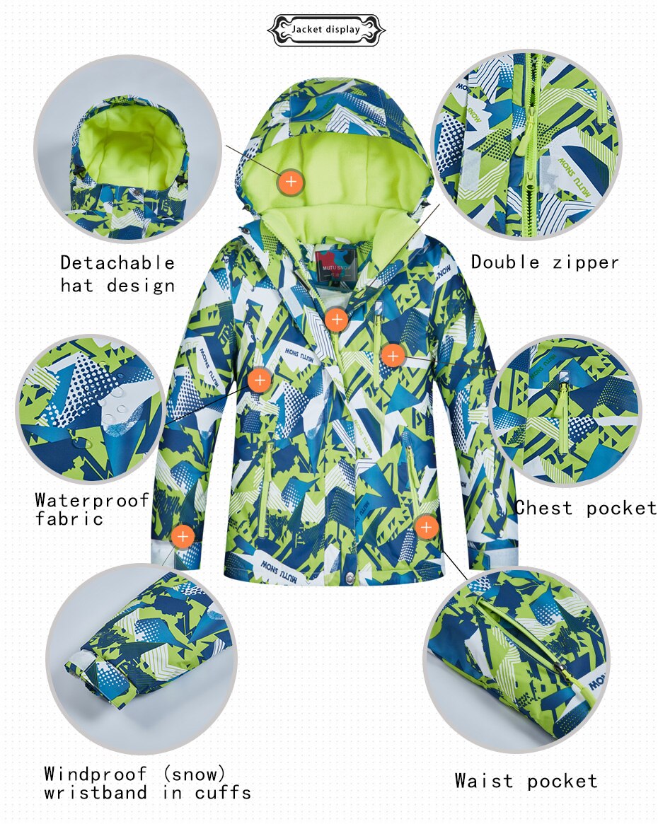 Kids Ski Jas Winter Kinderen Winddicht Waterdicht Super Warm Ski Kleding Jongens Sneeuw Jas Meisjes Winter Snowboard Jas Venee