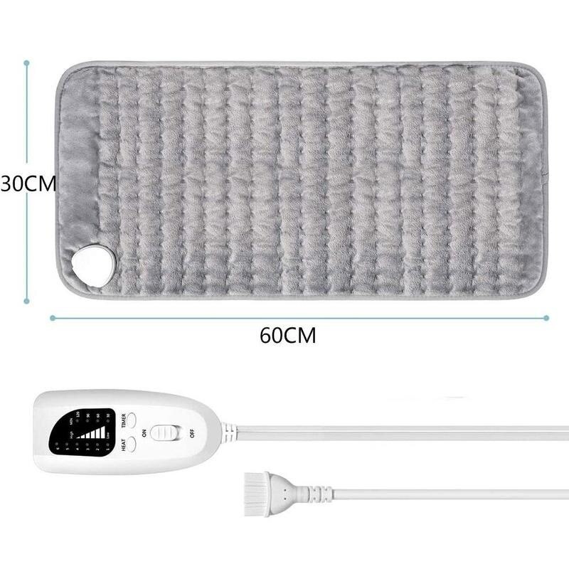 Manta eléctrica pequeña de 60x30cm para terapia, almohadilla de calefacción eléctrica, puede aliviar el dolor, color gris plata, 120-240V, especificaciones US, EU, AU y UK