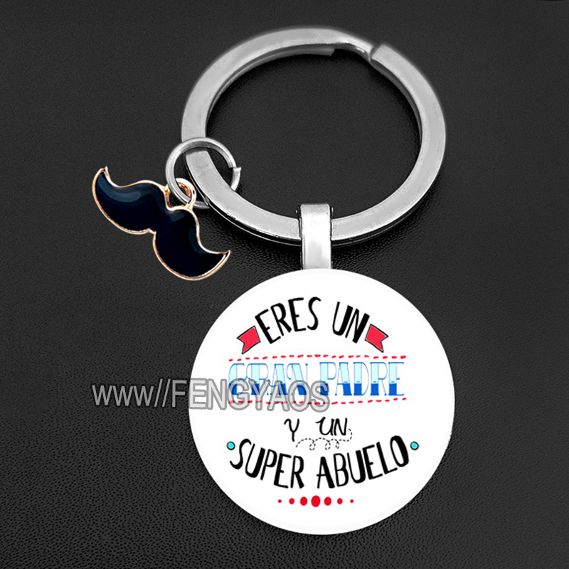 Llavero español para abuelo, eres el mejor abuelo, llaveros con texto español, bolso, llavero, para abuelos: Gris