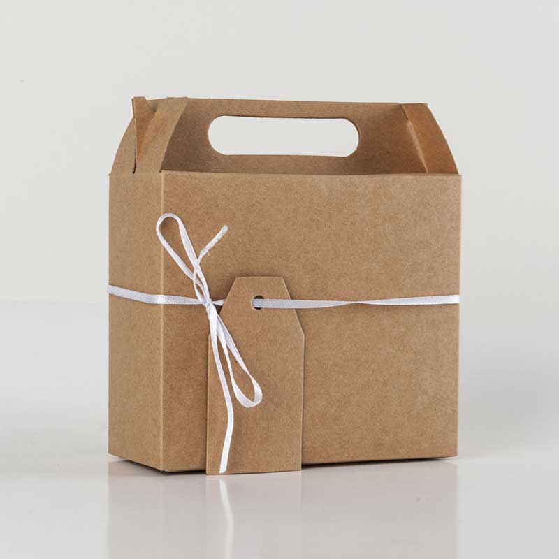 5Pc Big bag with handles Box food cake Candy Boxes Kraft Paper cardboard Box Packaging Wedding Birthday Party Favors: karft paper