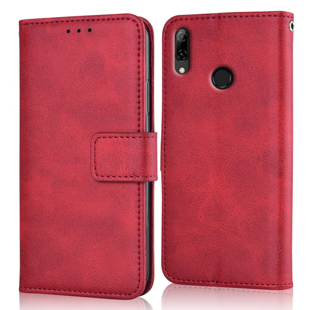 Für Huawei Y7 überspielen-LX1 überspielen LX1 fallen Für Auf Y7 Coque Glänzend matt Brieftasche fallen Für Huawei Y 7 Y7 Y72019 kippen Abdeckung: niu-rot