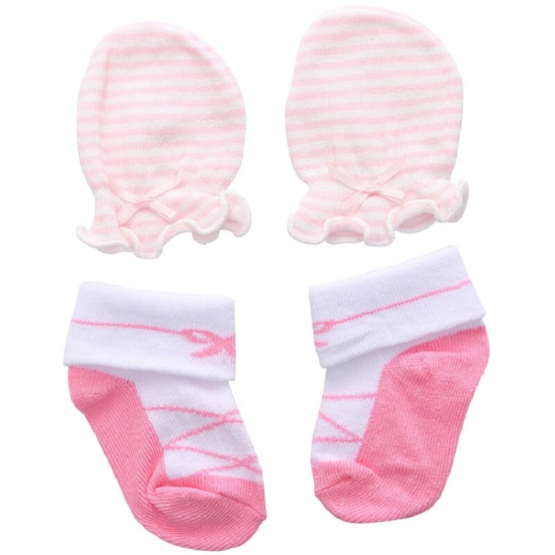 Baby Sokken Baby Sok En Mitten Set Baby Handschoenen En Sok Katoenen Sokken Voor Pasgeboren: dark pink