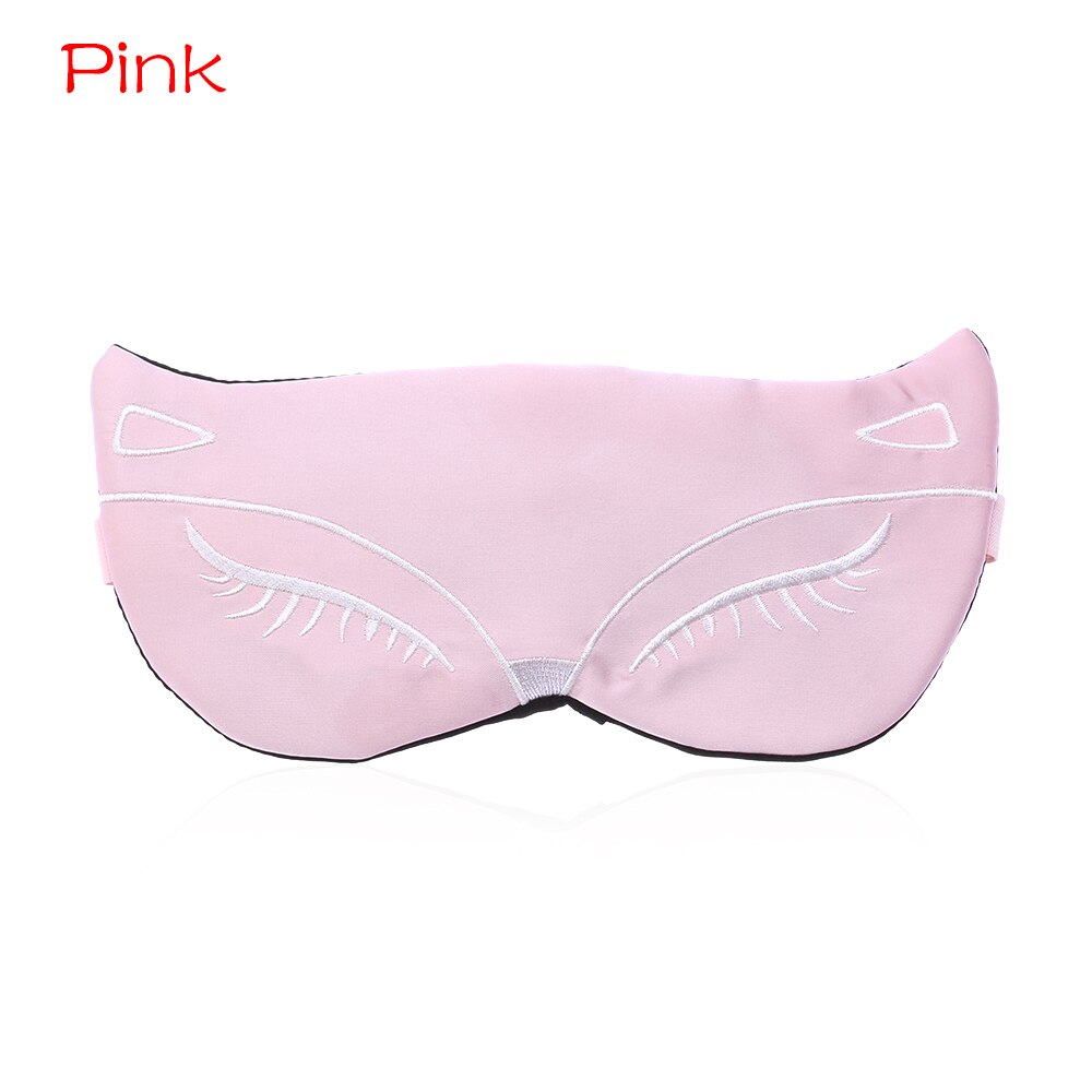 1PC Cartoon Silk Eyepatch Sleeping Mask Embroidery Eyepatch Adjustable Sleeping Aid Blindfold Travel Sleep Eye Mask: Pink