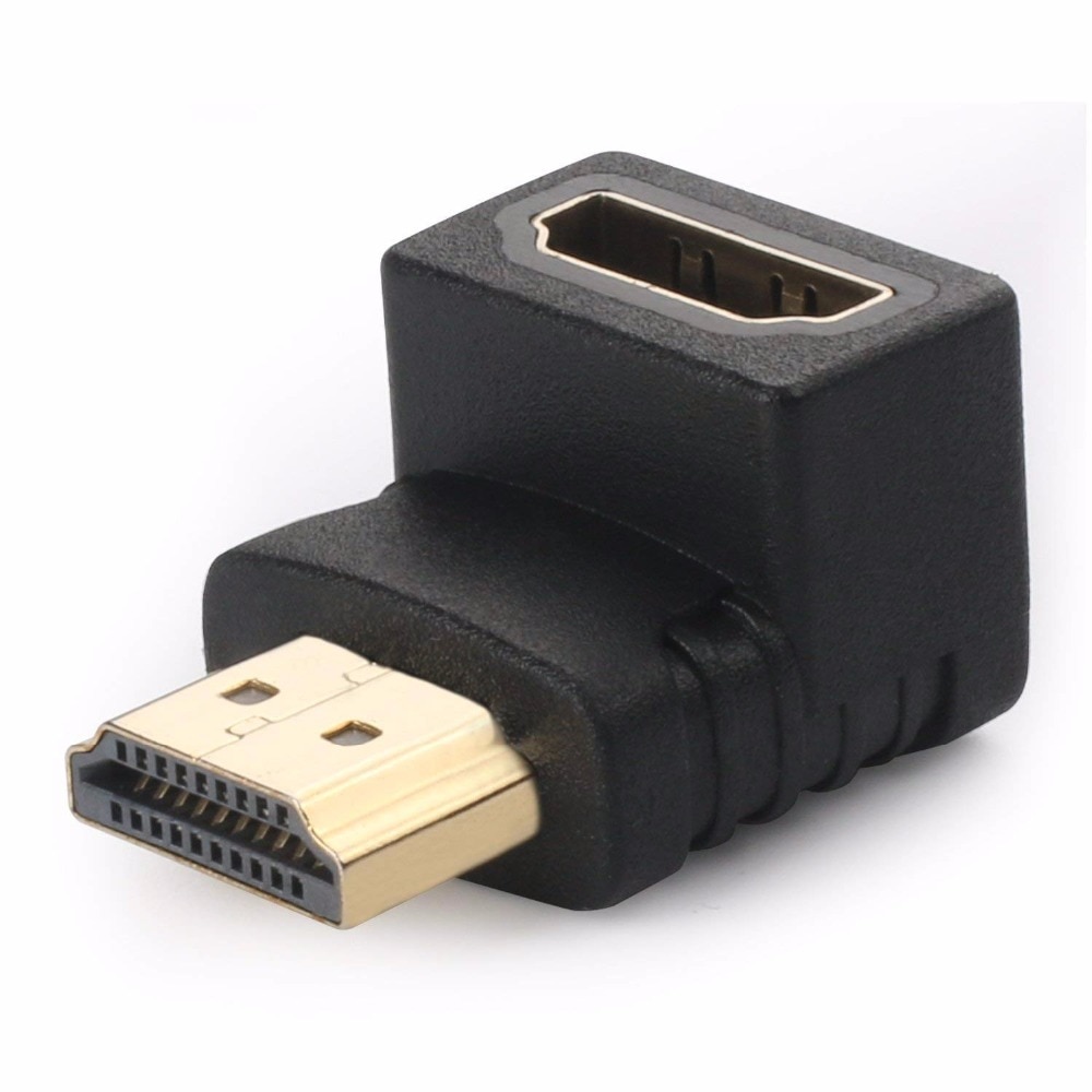 Adaptador de ángulo recto compatible con HDMI, Conector de 90 grados macho a hembra