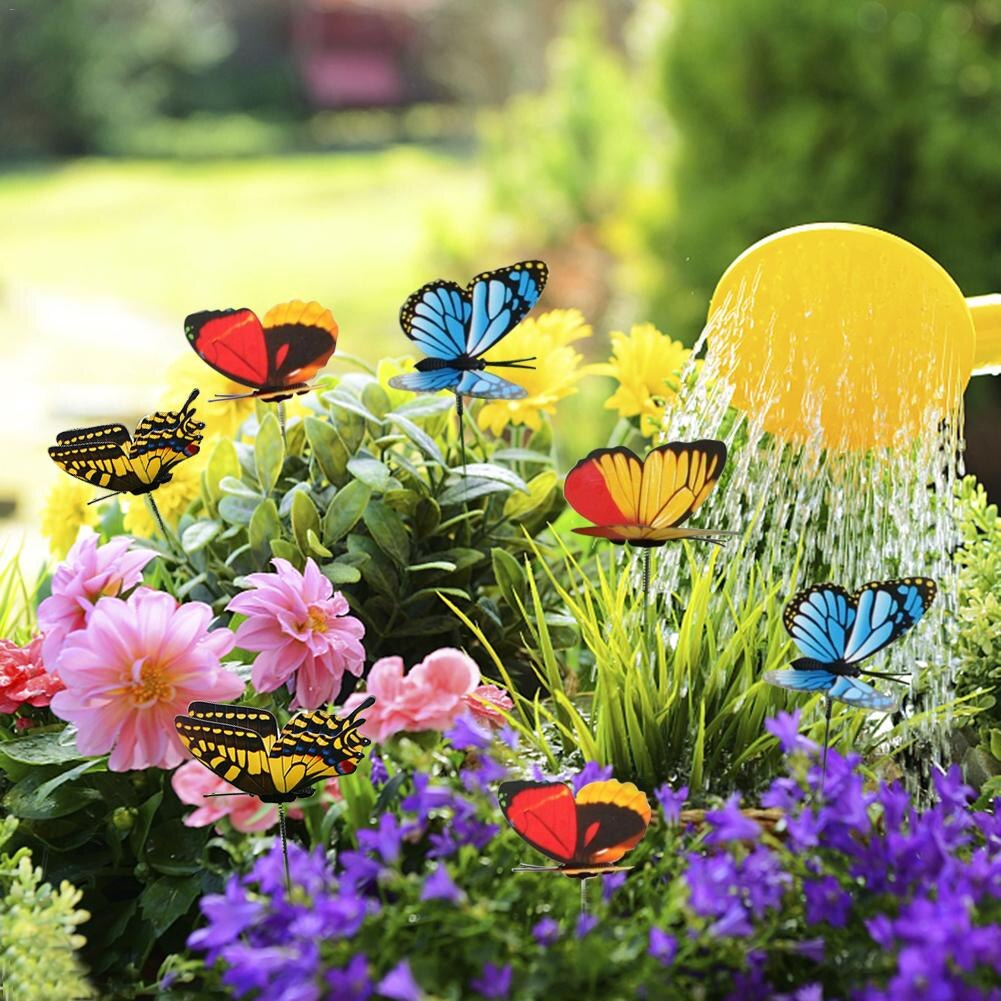 25 stücke Bunte 3D Doppel Schicht Schmetterling Auf Stöcke Heimat Hof Rasen Blumentopf Pflanze Dekoration Garten Ornament DIY Rasen Handwerk