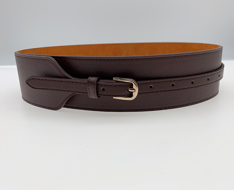 Fashione Ladies Wide Belt Elastic Vintage Buckle Leather Wide Wild Pin Buckle Women's Belt Waist Seal Belt: coffee / 100cm
