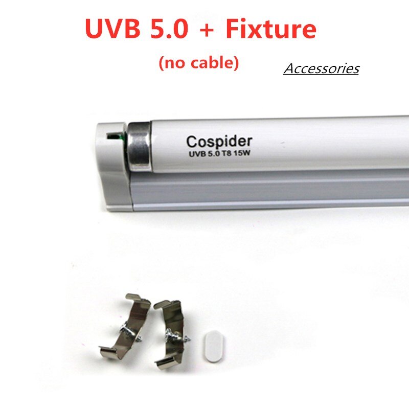 Uvb 5.0 Fluorescerende Regenwoud Bulb Lamp Tube, Stimuleert Plantengroei Reptielen En Amfibieën Eetlust, 15 Watt T8, 18-Inch: 5.0 with fixture / 15W 110V US plug