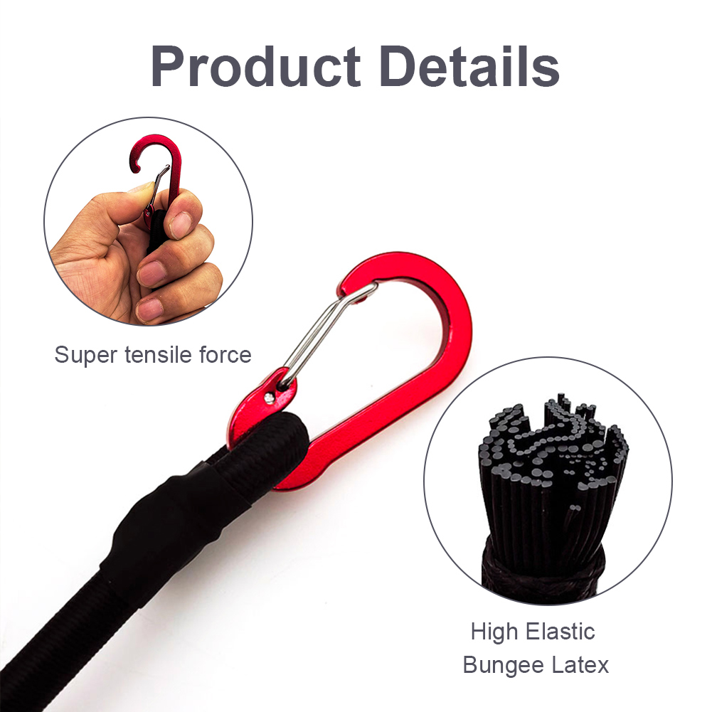 Cordón elástico de alta resistencia de 60/90/120cm, correa de amarre, ganchos de mosquetón, cuerdas de embalaje de equipaje para Kayak, accesorios de Camping