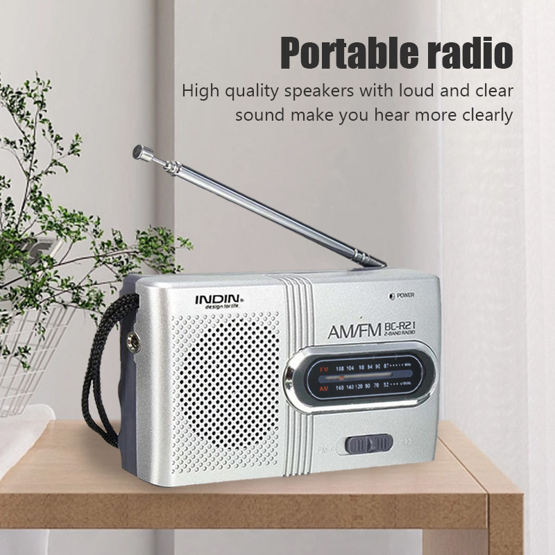 BC-R21 Przenośny odtwarzacz radiowy AM FM Wbudowany głośnik ze standardowymi słuchawkami 3,5 mm Lekki, ultracienki ręczny odtwarzacz