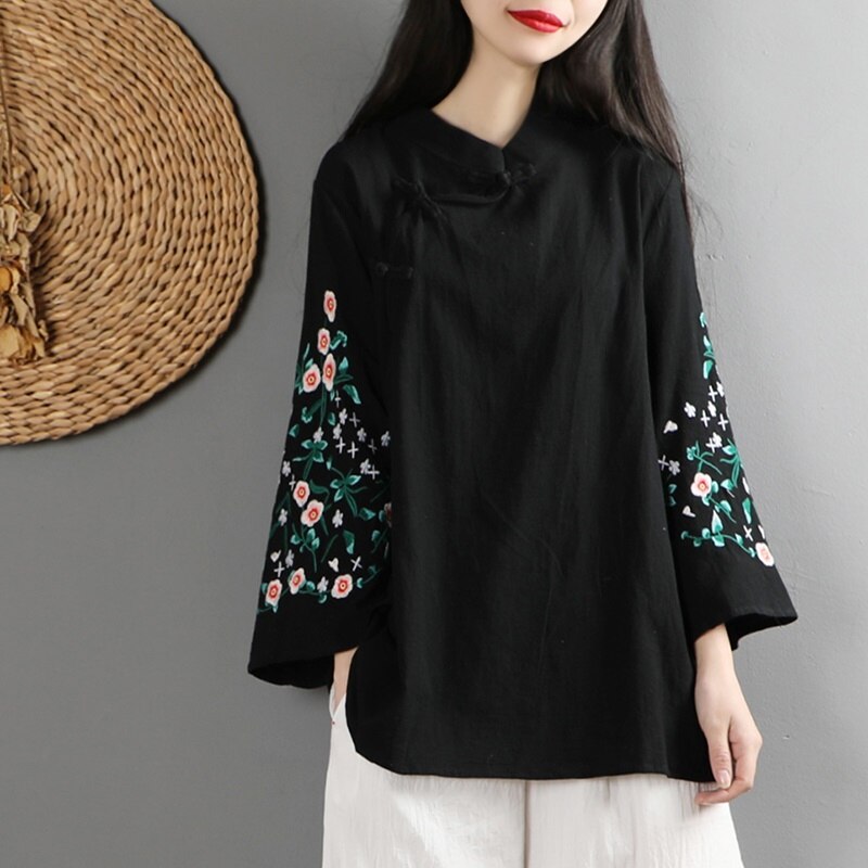 ropa de mujer Tops bordados Tang traje chino camisas de estilo tradicional Qipao Cheongsam blusa para mujer 10237