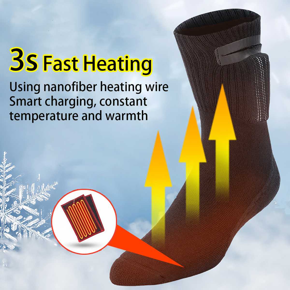 Temperaturjusterbare varmere sokker elektriske opvarmede sokker genopladelige til kvinder mænd vinter udendørs skiløb cykling sport opvarmning