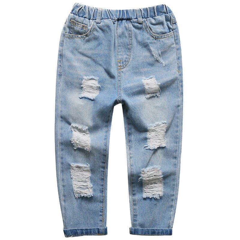 Kinderen Gebroken Gat Broek Lente Jeans Voor Jongen 4 5 6 7 8 9 10 11 12 13 Jaar kids Ripped Jeans Baby Boy Soild Denim Broek