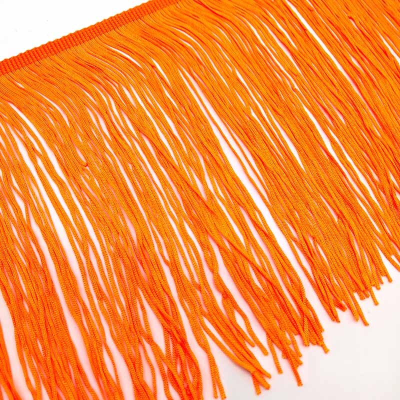 Ruban à franges en dentelle blanche de 50CM de Long, 15CM de large, pour bricolage, robe latine, vêtements de scène, accessoires: Orange