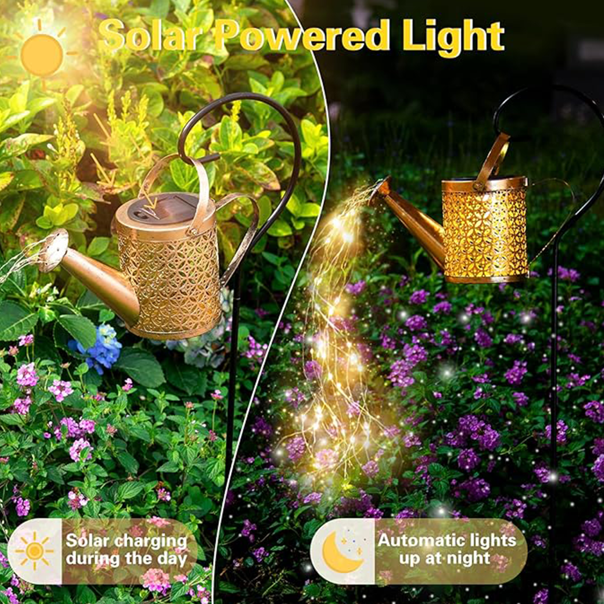 Luces LED solares para regadera, luces de cascada solares, luces decorativas para Sendero, césped, Patio