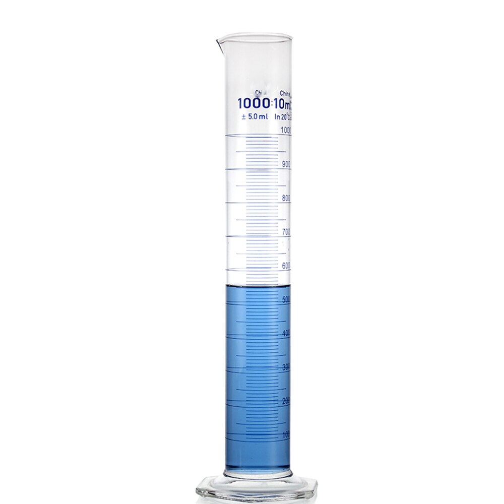 1000ml målesylinder med tut og gradering med heagon base laboratorie kjemiutstyr