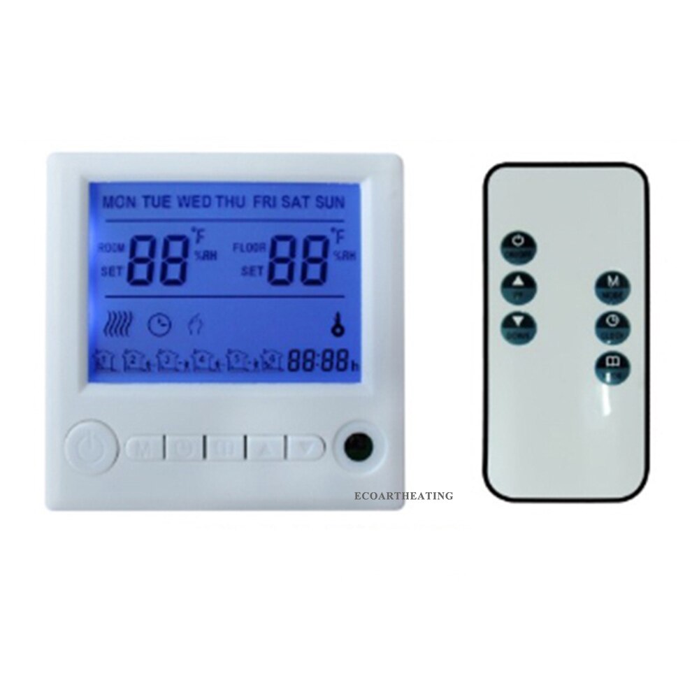 25A Draadloze Verwarming Thermostaat Met Blauwe Achtergrondverlichting Voor Infrarood Verwarming
