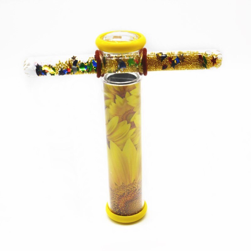 Fantastische Angebot Nette Lustige Bunte Kaleidoskop für freundlicher Flüssigkeit Fantasie funkeln Wunder Zauberstab Kreuz bilden: Gelb Blume Karosserie
