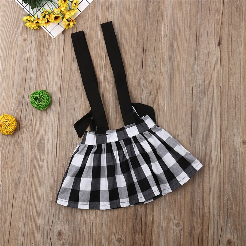 Emmababy Girls Skirt Summer Toddler Baby Girl Party Princess Cotton Strap Skirt Plaid Kids Skirts Girls Sundress 6M-4Y