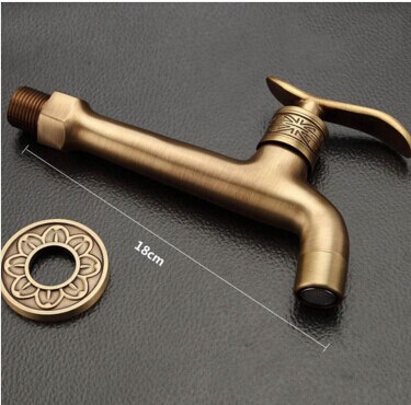 Long Antique brass decorative garden faucets single cold bibcocks washing machine tap outdoor faucet