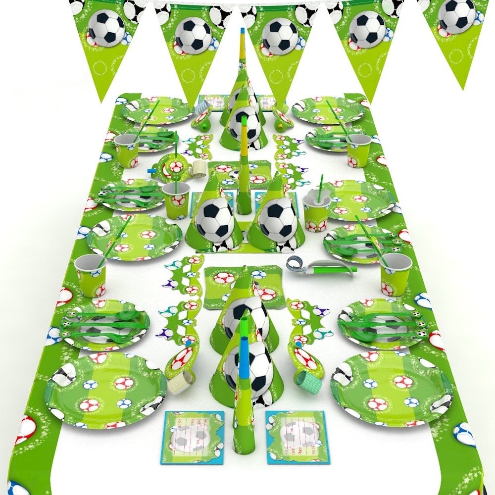 Voetbal Party Servies Papier Plaat Cup Servetten Tafelkleed Banner Gelukkige Verjaardag Event Feestartikelen Voor Jongens Festa