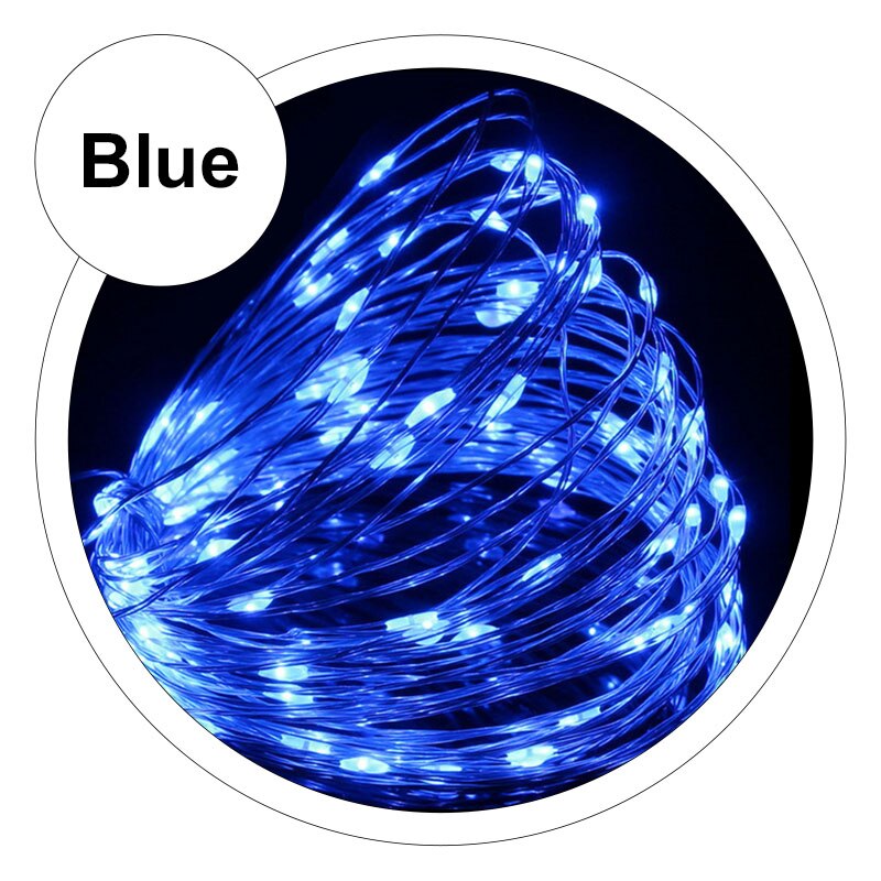 Solar Outdoor Lighting Waterproof 10M/20M Lawn Lamp Outside Street Lights Balcony Garden Decoration Fairy String Lights: Blue / 10M / USB Power