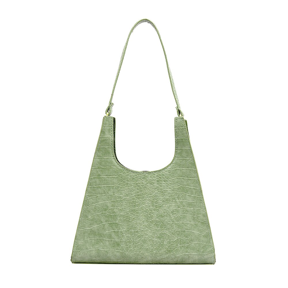 Frauen PU Leder Einfarbig Landstreicher Schulter Taschen Dame Reißverschluss Achselhöhle Schlinge Handtasche Licht Wilden Einfache Weibliche Täglich Tasche: grün