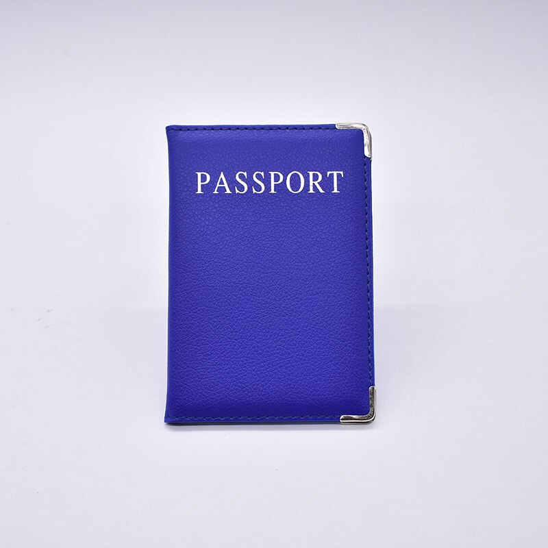 Traveling Passport Cover Pink Women Solid Pu Leather Passport Holder Multifunctioncal Go Abroad Passport Case: Blue