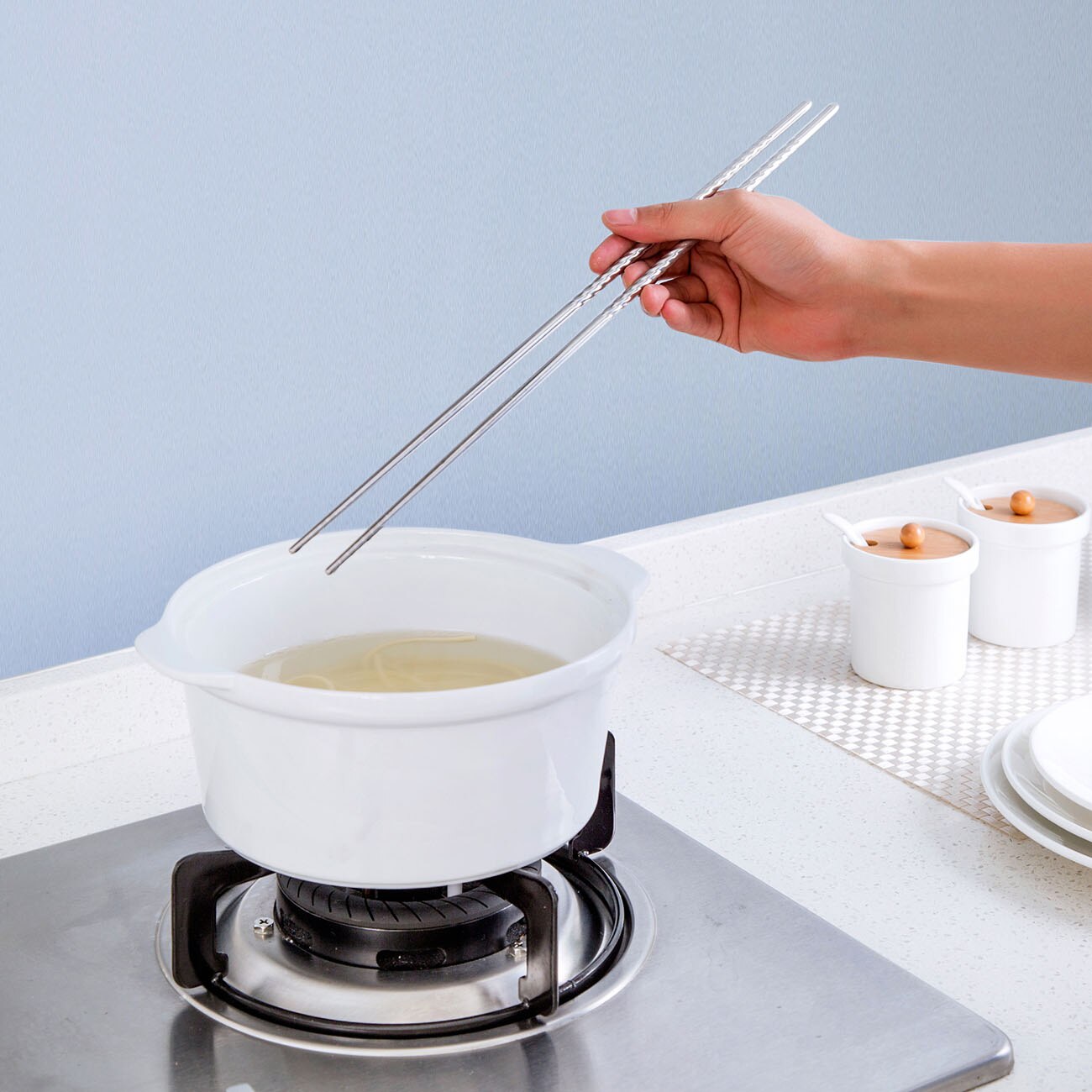 1Pair Stainless Steel Chopsticks Pot Long Chopsticks for Frying Food Cooking Healthy Chop Sticks Kitchen Tool Mildewproof