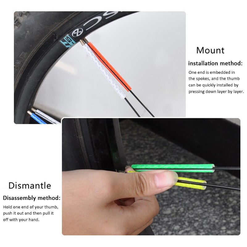 12pcs Bike Bicycle Wheel Spokes Reflective Sticker Tube Warning Safety Light DIY Cycling Reflector Tubes Bicycle Accessories
