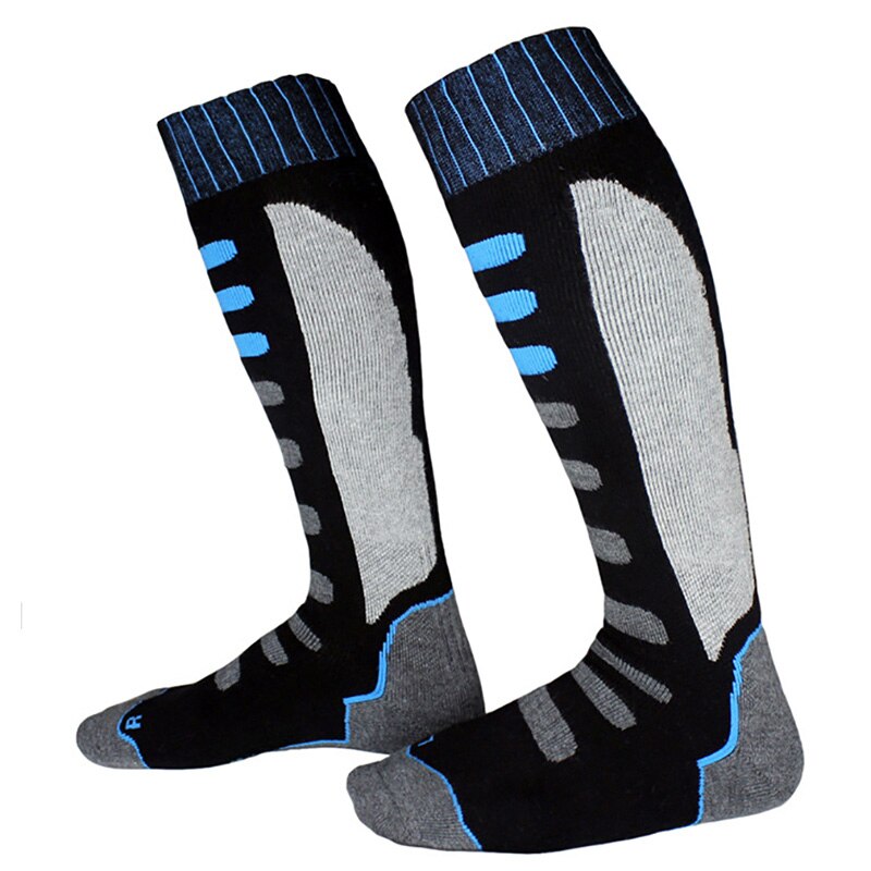 Men Winter Warm Thermal Ski Socks Thick Cotton Sports Snowboard Cycling Skiing Soccer Socks Thermsocks Leg Warmers sock: 809 black blue / 35-38yards