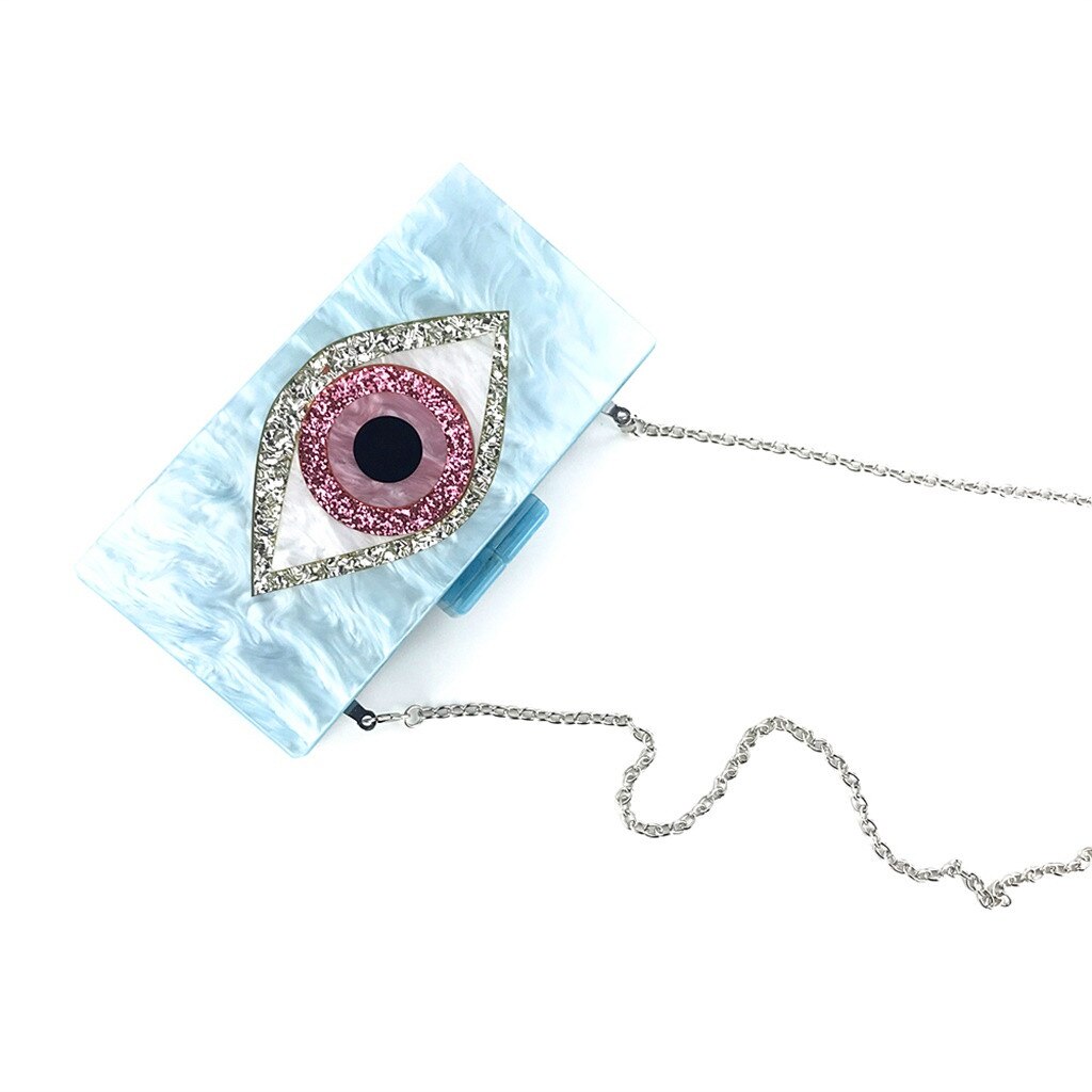3W#Evil Eyes Bag Shiny Evening Clutch Bag For Wedding Party Women Handbags Acrylic Bag Chain Shoulder Bags Messenger