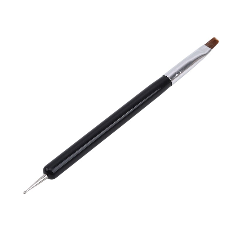 Bolígrafo de acrílico de doble uso de punta plana, punta de taladro, punta de flor, punta de punteado, bolígrafo, Gel UV, herramienta para pulir uñas: Black