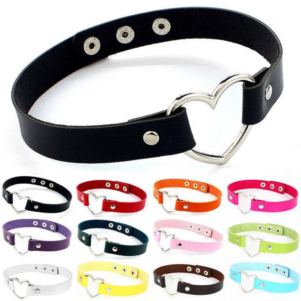 1 Stück Choker Halskette Punk Leder Hals Kette Kragen Herz Liebe Schmuck Weibliche Hals Schlüsselbein Kette Schmuck
