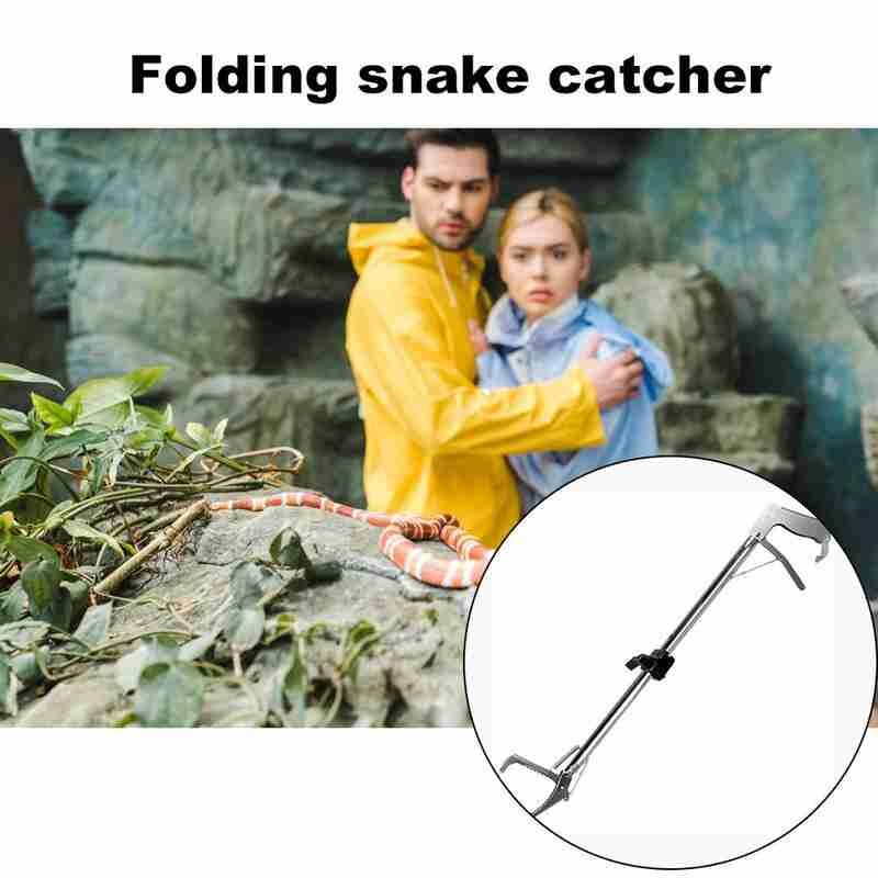 Folding Snake Catcher Snake Hook Snake Proof Multipurpose Reptile Tool Adjustable Grabber Stick Tweezers Plier