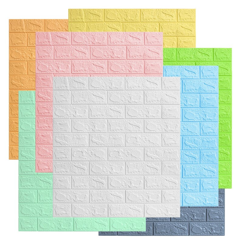 5PCS Self adhesive Waterproof TV Background Brick PVC Wallpapers 3D Wall Sticker Living Room Wallpaper Mural Bedroom Decorative